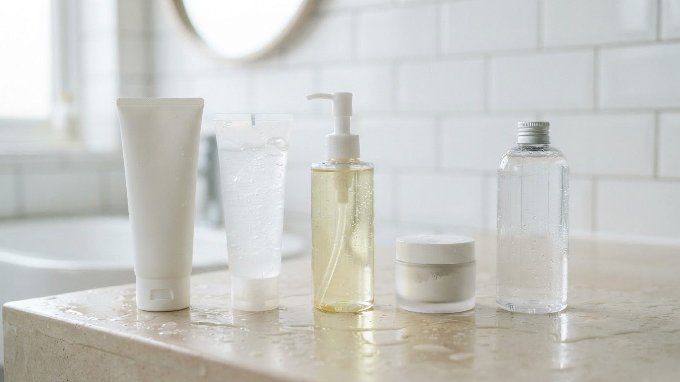 Foam cleanser, gel cleanser, cleansing oil and cleansing water bottles